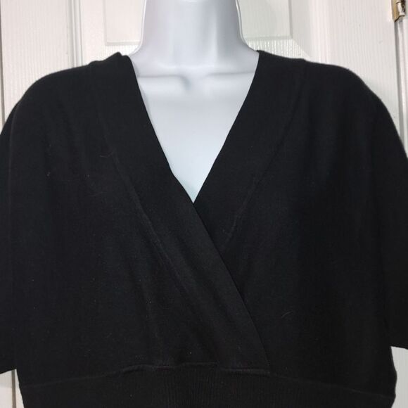 Lane Bryant black v neck ribbed wide band waist short sleeve sweater Sz 18/20 - Picture 3 of 5